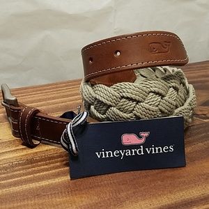 New Vineyard Vines Belt Khaki Braided 